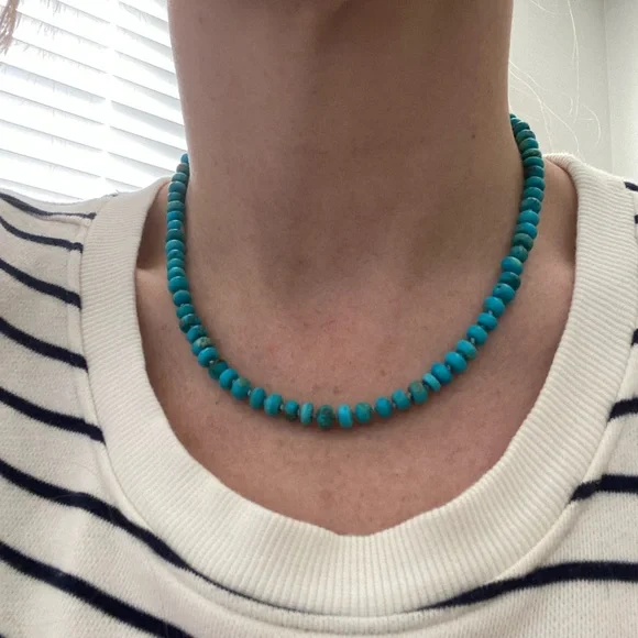 Turquoise Bead Necklace with Silk Thread Hand Knotted - Picture 2 of 8